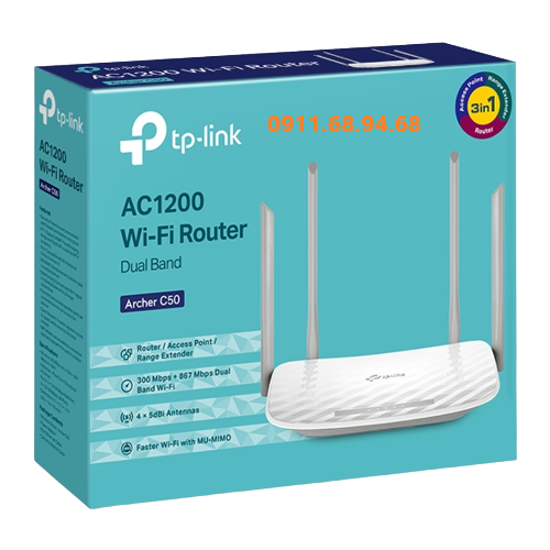 Router Wi-Fi Băng Tần Kép AC1200 TP-LINK Archer C50