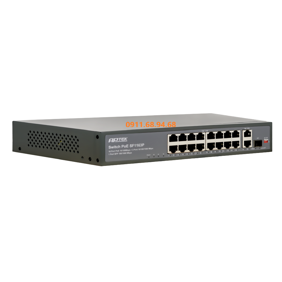 Bộ chia mạng PoE 16 cổng 100Mb APTEK SF1163P