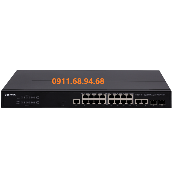 Bộ chia mạng PoE 16 cổng Giagabit Manager APTEK SG2164P