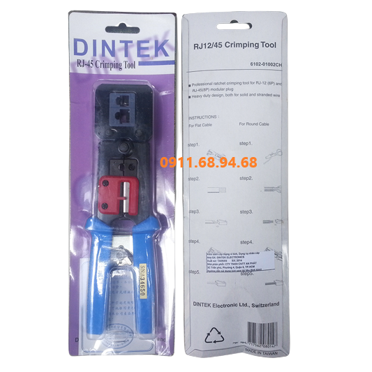 Kèm bấm mạng DinTek 3 in 1 cho Cat5, Cat6, RJ11